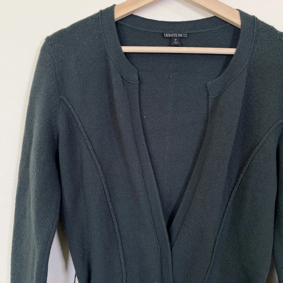 Lafayette 148 New York Dark Green Belted Cardigan - Picture 6 of 13